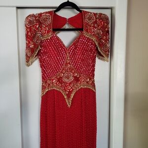 VINTAGE Silk Glamour Beaded Dress Size 8!
